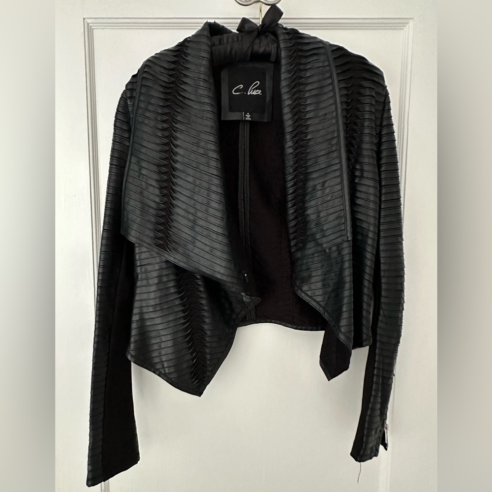 C. Luce Black Women's Vegan Leather Moto Jacket